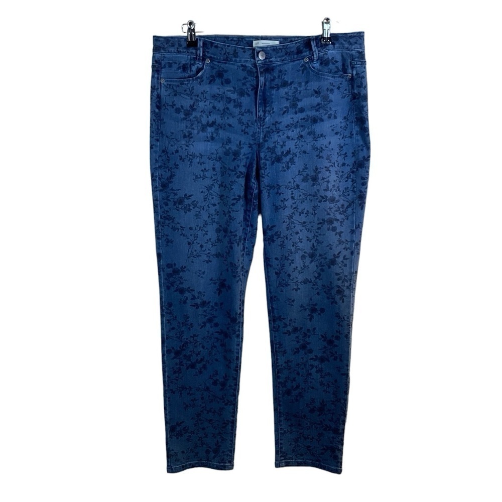 J. Jill Weekender Women’s Denim Floral Straight Leg Jeans.  Size 14